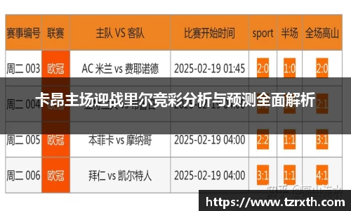 卡昂主场迎战里尔竞彩分析与预测全面解析